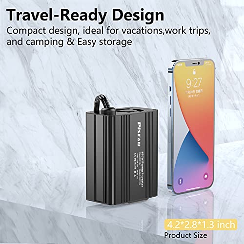 150W パワーインバーター 12V DC~110V AC カープラグアダプター コンセントコンバーター 3.1A デュアルUSB ACカーチャージャー付き ノートパソコン用 ブラック 中間 画像