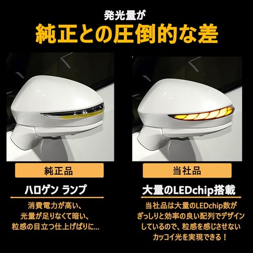 車検対策 クラウンハイブリッド対応 AWS210/AWS211 クラウンアスリート クラウンロイヤル ドアミラー led シーケンシャルウィンカー 流れるウインカー ドアミラー用 led シーケンシャル ウィンカー 全点滅 切替可能 車検対応 スモークレンズ 高輝度 純正交換 左右セット (クラウン 210系) 中間 画像