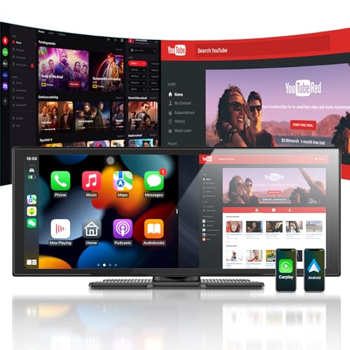 Spedal 3 in 1 ディスプレイオーディオ 双Wi-Fi YouTube/Netflix 視聴と無線CarPlay/Android Auto 同時使用 10.26インチ 画面分割表示 デュアルBluetooth バックカメラ、駐車アシスト、音声コントロール、ナビゲーション、音楽、通話機能対応 Bluetoothオーディオ出力、AUX、FMトランスミッター対応 簡単インストール AL851 1