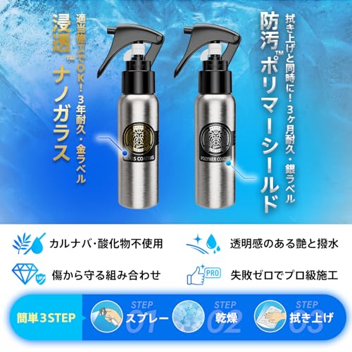 LEO COATスプレー式ガラスコーティング 日本製 【全額返金保証】 親水＋撥水の滑水2層コート 今の美しさを艶で高耐久保護 車 バイク レオコート 中間 画像