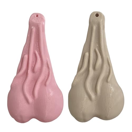 2個セット おもしろトレーラーヒッチカバーボールナット - 16.5cm 低くぶら下がるブルボール トレーラーヒッチまたはバンパー用 | 彼氏、夫、友人へのおもしろいたずらジョーク自動車装飾 (ベージュ + ピンク) 1