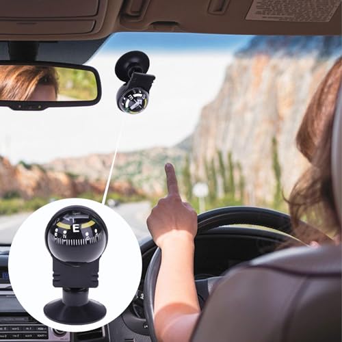 カーコンパス - LC282 カーコンパスオーナメント、調整可能な吸盤、自動車用コンパスボール付き |調整可能なダッシュボードに取り付けられた自動車インテリアアクセサリー、ハイキング、ボート、アウトドア、旅行、船用の詳細・まとめ 画像