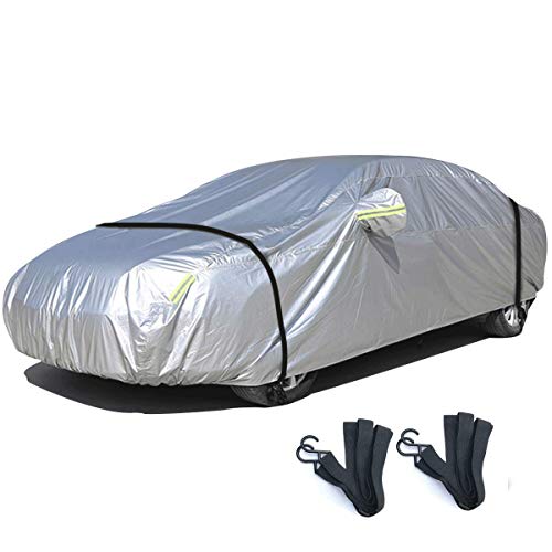 LINFEN 車カバー 210T 防水性アップ ボディカバー カーカバー 自動車カバー 防水防塵防輻射紫外線 黄砂・台風対策 弾力な防風ロープ付き (自動車3XXL:525×195×150cm)の外観・全体像 画像