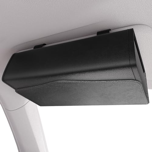 IROKOHA 箱ごと入る 車用ティッシュケース 車 ティッシュカバー バイザー 収納 (フタ付きブラック) 1