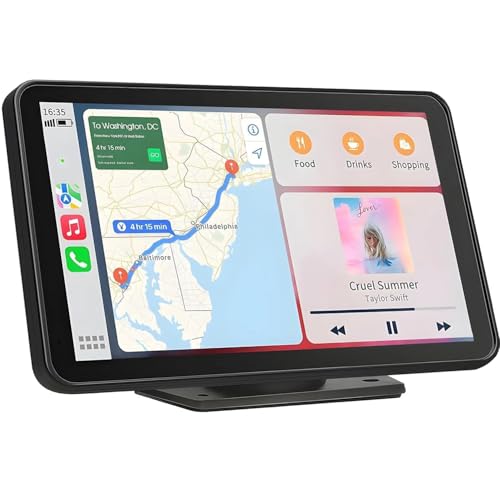 ディスプレイオーディオ 7インチ ポータブル カーオーディオ バックカメラ付き CarPlay＆Android Autoに対応 カーナビ オーディオ一体型ナビ AirPlay機能付き Android Cast機能付き WiFi Bluetooth接続 車Bluetooth音声出力可 ステレオ音質 ナビ 音楽 電話 ワイヤレス対応 工事不要 日本語説明書 ブラック 1