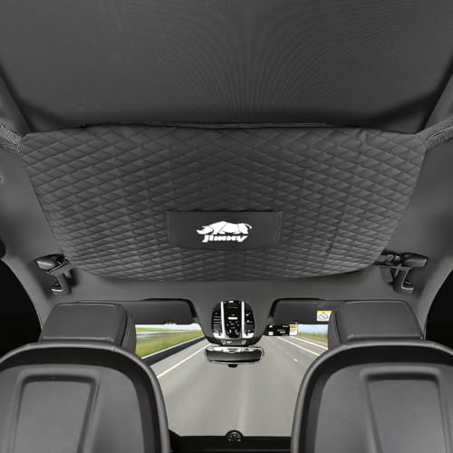 ジムニー 車 天井ネット 大容量 【26年新型】 ノマド シエラ JB74 JB64 カー ルーフネット 収納力向上 PUレザー 高耐久 視界を妨げない 収納ポケット付き 小物収納 ルーフ収納 折りたたみ可能 天井収納 ファスナー付き 落下防止 ラゲッジネット 防水(ジムニー,ブラック) 1