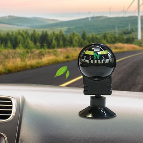 カーコンパス - LC282 カーコンパスオーナメント、調整可能な吸盤、自動車用コンパスボール付き |調整可能なダッシュボードに取り付けられた自動車インテリアアクセサリー、ハイキング、ボート、アウトドア、旅行、船用の特徴・詳細 画像