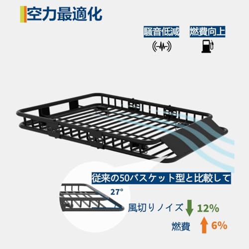 ルーフラック ルーフキャリア カーゴラック スチール製 2分割式/3分割式 耐荷重90-130kg 軽自動車・SUV・軽バン・小型車対応 汎用ルーフラック 組立簡単 ブラック [並行輸入品]の特徴・詳細 画像