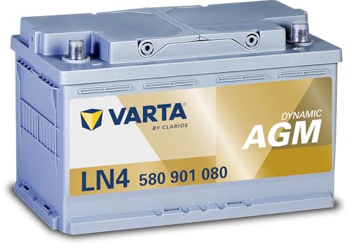 VARTA(バルタ) Dynamic AGM LN4 AGM (580 901 080) 輸入車・国産車用バッテリー アイドリングストップ車/標準車 <欧州車 純正採用ブランド> <長期保証>ドイツ車適合の外観・全体像 画像