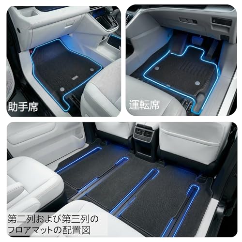 新型 ヴォクシー ノア VOXY NOAH 90系 7人乗り フロアマット ラゲッジマット付 フルセット TPE素材 二層構造 上層カーペット アクセサリー 脱着式 カスタム 内装 パーツ 滑り防止、ワンタッチ着脱、お手入れ簡単、取付簡単の特徴・詳細 画像