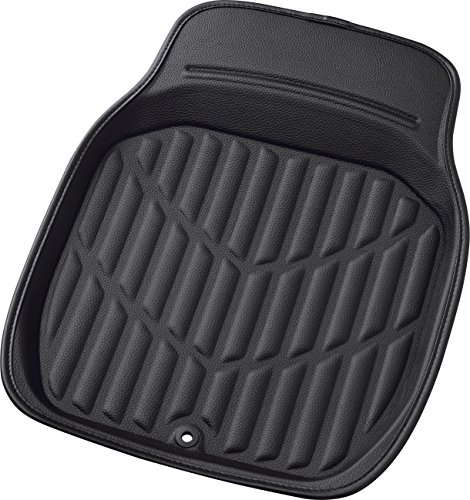 ボンフォーム(BONFORM) カーマット 3Dレザーマット 普通車 フロント1枚 防水 丸洗いOK ズレ防止加工 レザー素材 46x60cm ブラック 6416-31BKの外観・全体像 画像