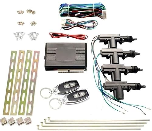 EZSelect キーレスエントリー キット アンサーバック機能付き ロック・アンロック機能 汎用 12V 後付け IR300 セキュリティ LED アクチュエーター4台/リモコン付き 1