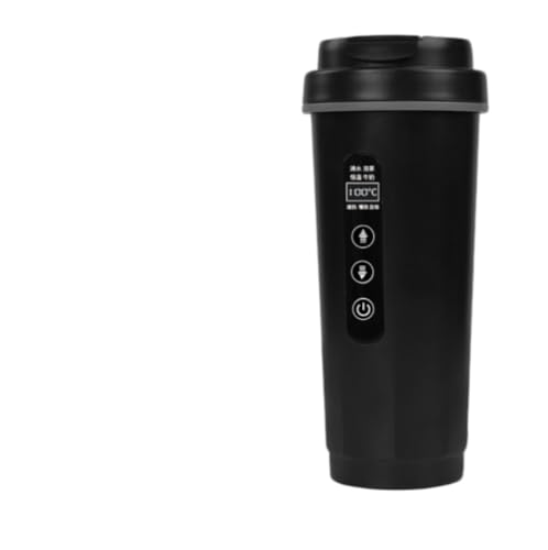 VVXA 車載電気ケトル 500ml 大容量 12V/24Vユニバーサル 316ステンレス スマート温度調節 保温 急速沸騰 トラック 自動車 旅行用 お湯 コーヒー ミルク インスタント麺 ポータブル ブラック (ブラック) 1