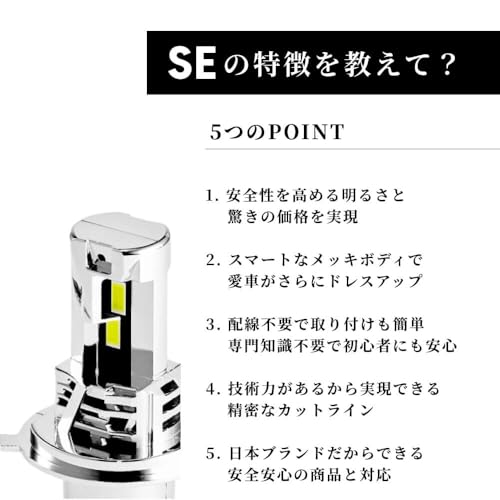 HID屋 SE H4 LEDヘッドライト フォグランプ 18300cd 配線レス ホワイト 車検対応 取付簡単 爆光 12V 2本1セット スペシャルエディション h4 led h4ヘッドライト フォグランプの特徴・詳細 画像