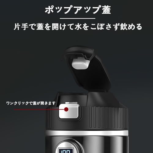 車載電気ケトル 500ML DC12V小型車/24Vトラック兼用 usb ポット 車でお湯を沸かす 充電式ケトル 車 ポット 電気ケトル 小型 お湯ポット断熱 車用 電気ポット 温度表示 旅行用 長距離ドライブ お茶 コーヒー (ブラック)の特徴・詳細 画像