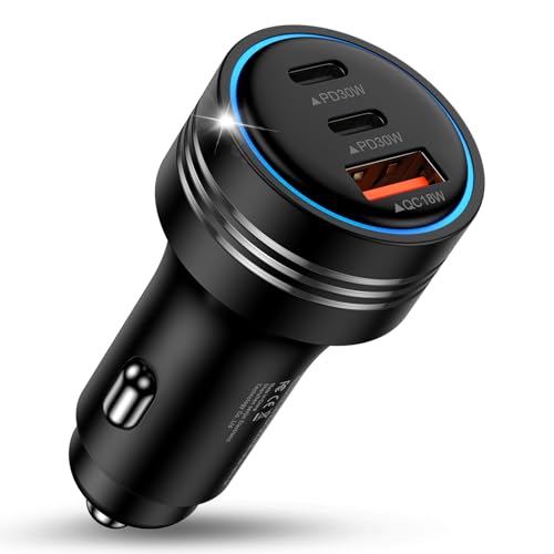 ANNIBER カーチャージャー Type C iphone17 シガーソケット 78W急速充電/3ポート/12V・24V車対応 USB-C車載充電器 車 usbソケット タイプCシガーUSB車 充電器車用 iPhone 16/15/iPhone 15pro/iPhone 15 pro max/iPhone 15 plus/Andriod/iPad対応 1