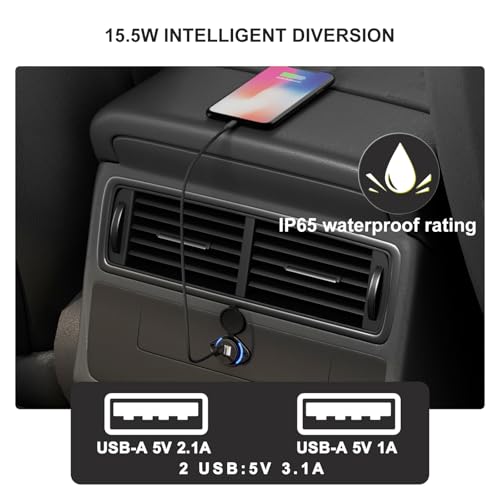 充電アダプタ キャップ付き ダブル USB カーチャージャー 3.1A 18W 電源ソケットアダプター 12 24V 自動車システム用 ダブルポートカーチャージャーの特徴・詳細 画像