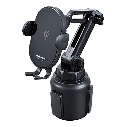 セイワ(SEIWA) 車内用品 スマホホルダー Qi ワイヤレス充電器搭載 ブラック D600 ドリンクホルダー差込取付 USB Power Delivery入力 蓄電用キャパシタ内蔵 静音 最大15W出力 手帳型ケース対応 1