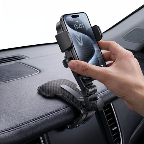 車載スマホホルダー クリップ式 360度回転 車 スマホスタンド ダッシュボード サンバイザー iPhone Android 全機種対応 携帯ホルダー ブラック 1
