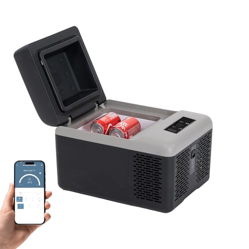 Alpicool ポータブル冷蔵庫 車載冷蔵庫 車載冷蔵冷凍庫 C12P 12L 12リットル -20℃～20℃ コンプレッサー式 急速冷凍 AC100V DC12V/24V コンパクト 軽量 持ち運び便利 静音 45W 省エネ 車載家庭両用 アウトドア 車中泊 キャンプ 旅行 釣り 災害時に大活躍 (ブラック, 12L) 1
