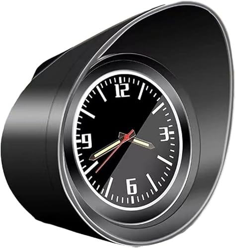 車用 時計 アナログ時計 電波時計 蓄光 夜光 車載時計 省スベース 取付簡単 車の装飾 車用置時計 車のダッシュボードベント時計 クルマの発光車アナログ時計 多機能 (ブラック)操作が便利 1