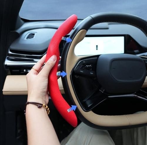 新型 無限 ハンドルカバー 車用 無限 ステアリングカバー NBOX CRV XRV HRV URV CRZ アコード オデッセイ シビック フィット ロード 全シリーズ対応 ホイールカバー ナッパレザー 自動車ハンドル 保護カバー 汚れ&滑り防止 四季汎用 内装パーツ アクセサリー ３Ｄグリップ 取付簡単 O型&D型汎用 2ピース (ブラック) [並行輸入品]の特徴・詳細 画像