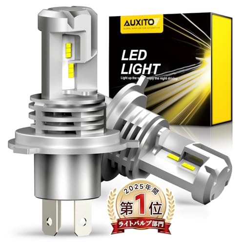 AUXITO H4 Hi/Lo LEDヘッドライト 車用 新基準車検対応 ZES LEDチップ搭載 3倍明るさUP ほぼ純正ハロゲンサイズの登場 高輝度 6500K 12V車対応(ハイブリッド車・EV車対応) 定電流回路搭載 長寿命 高速回転冷却ファン付け 放熱性抜群 静音 瞬間起動 2個入り ホワイト 販売者3年保証 - M3H4 1