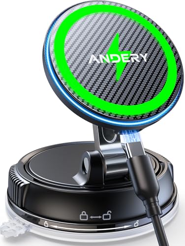 スマホホルダー 車 ワイヤレス充電 マグネット【15W急速充電+真空吸盤の最強コンビ】安定性拔群 車 スマホスタンド【超強磁力】24×N55磁石 Mag-safe 車載 【360°回転な台座×多角度自由調節】カー用品 車載スマホホルダー LEDライト マグセーフ 車載 充電器 片手操作 1秒で着脱 車用品 携帯ホルダー 折りたたみ式 父の日 iPhone&Android多機種と多車種が対応 1
