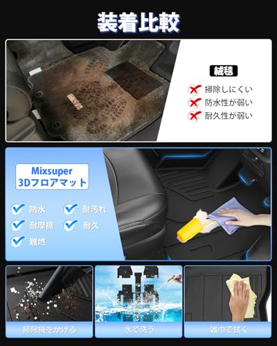 Mixsuper ヴォクシー ノア 80系 フロアマット 立体カーマット VOXY NOAH 80 専用 3D フロアマット 7人乗り ガソリン車専用 2014-2022年 ノア ヴォクシー 80 カスタムパーツ 車種専用設計 TPE素材 防水 耐摩耗性 簡単取付 荷物収納の特徴・詳細 画像