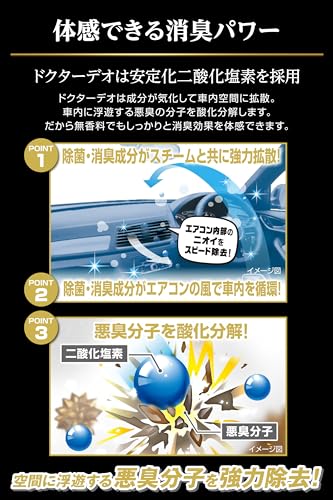 カーメイト(Carmate) 車用 除菌 消臭剤 強力 消臭性能400%【 スチーム消臭 スピードケア 大型 】 車内 エアコン ニオイ リセット ドクターデオ Dr.DEO プレミアム 消臭 スチーム 循環タイプ 使い切り 無香料 【 ミニバン 大型車 】 D288の特徴・詳細 画像