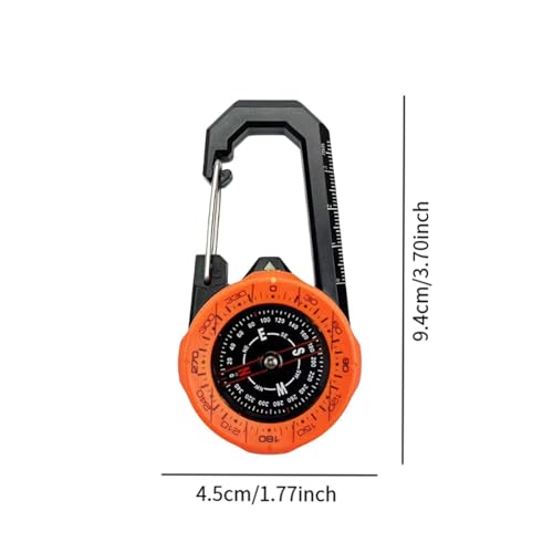 Generic ハイキングコンパス - カラビナ付きキャンプコンパス、ライト付き登山コンパス、サバイバル緊急用蓄光バックパッキング装備, オレンジの特徴・詳細 画像