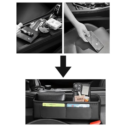 GRAVIX シートサイドポケット コンソール 隙間 車用 収納 車載収納用 収納ポケット カー用品 黒 ブラック 小物入れ 防水 運転席 助手席 兼用 スマホ充電ケーブル穴ありの特徴・詳細 画像