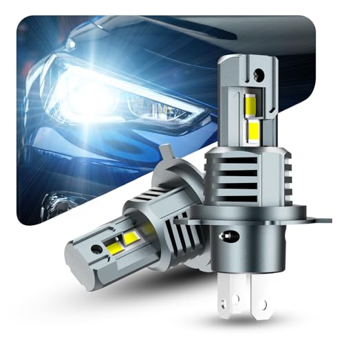 Marsauto H4 LED ヘッドライト Hi/Lo 車検対応 28000LM 6000Kホワイト 爆光 H4 LEDバルブ ハロゲンサイズ 無極性 DC12V 取り付け簡単 55W IP68超強防水性能 高速回転冷却ファン付け 瞬間起動 60000時間長寿命 M1S-H4 1