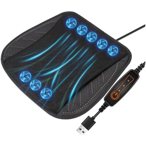 ZPO シートクーラー USB カーシートファン 【8個強力ファン 3段階風量調節 】 シートベンチレーション 送風クッション 通気性 冷感 熱中症対策 車用 オフィス 椅子自宅用 暑さ対策の外観・全体像 画像