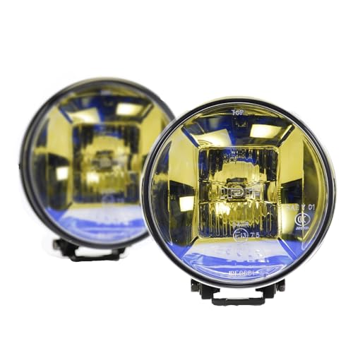 IPF フォグランプ ハロゲン H3 丸形 直径166mm イエロー 12V用 2個セット ハイブリット配光(ドライビング&スポット) ゴールドレンズ オフロード S-9681 1