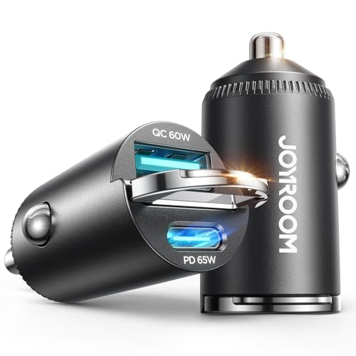 JOYROOM 車 充電器 シガーソケット USB C 【PD65W+QC60W・ミニ型・2個セット】 車載充電器 カーチャージャー 2ポート USB-A&USB-C コンセント 超小型 急速充電 軽量 12V/24V車対応 iPhone/iPad/Android各種対応の外観・全体像 画像
