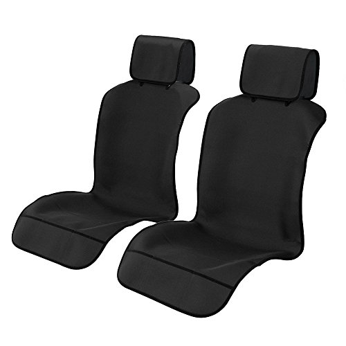 TanYooカーシートカバー 防水 車防水シートカバー 前席用 軽/普通車に適用 ずれにくい SBRボンディング シート保護 ブラック フロント 2PCSの外観・全体像 画像