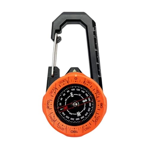 Generic ハイキングコンパス - カラビナ付きキャンプコンパス、ライト付き登山コンパス、サバイバル緊急用蓄光バックパッキング装備, オレンジ 1