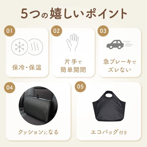 [自動車整備士監修] クラフトワークス 車 収納ボックス [32L大容量] [プロ仕様] 保冷 シートボックス 助手席 荷物置き [腰当てクッション] 軽〜ミニバン対応 車用品 CRAFTWORKSの特徴・詳細 画像