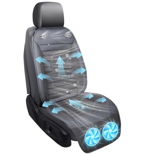 クールシート 車 シートクーラー【2026新昇級 48個送風穴+2枚超大型ファン DC12V車専用】 無段階風量調節 革新素材 より柔らかい 夏用 蒸れない エアーカーシート 通気性 滑り止め 取付簡単 熱中症対策 1