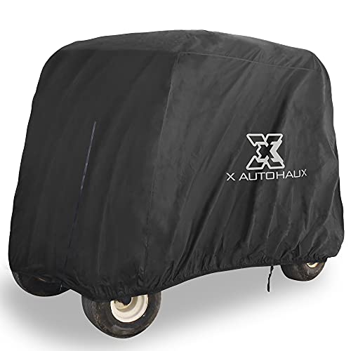 X AUTOHAUX ゴルフカート保護カバー 400D防水日焼け防止 2-4乗客 追加のPVCコーティング EZGOクラブカーに対応 Yam ahaに対応 2.4 x 1.2 x 1.7M 2.8 x 1.2 x 1.7M ブラック L 1