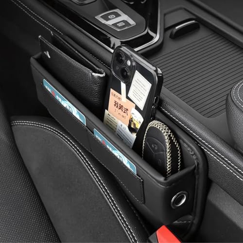 GRAVIX シートサイドポケット コンソール 隙間 車用 収納 車載収納用 収納ポケット カー用品 黒 ブラック 小物入れ 防水 運転席 助手席 兼用 スマホ充電ケーブル穴ありの詳細・まとめ 画像