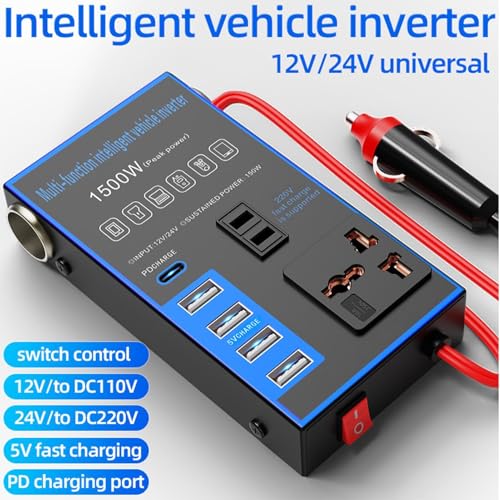 車 用 充 電 器 イ ン バ ー タ ー 、 車 用 コ ン バ ー タ ー 充 電 器 | 1500W カ ー チ ャ ー ジ ャ ー ア ダ プ タ ー, 車 載 充 電 器 ア ダ プ タ USB 充 電 ポ ー ト ロ ー ド ト リ ッ プ や キ ャ ン プ 、 コ ン ピ ュ ー タ 、 電 話 、 タ ブ レ ッ ト 、PC、 ラ ッ プ ト ッ プ 用の特徴・詳細 画像