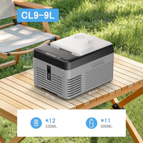 【2026新登場】Alpicool 車載冷蔵庫 9L ポータブル冷蔵庫 -20℃～20℃ 急速冷凍 車載れいぞうこ 小型 45W省エネ コンパクト 3WAY電源対応 DC12V/24V AC100V 車載家庭両用 耐震設計 低電圧保護 車中泊 アウトドア 静音 軽量 CL9の特徴・詳細 画像