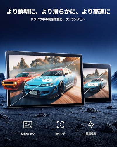 LAMTTOディスプレイオーディオ 10インチ 1280×800 ワイヤレスCarPlay & Android Auto対応 デュアルBluetooth/WiFi搭載/Airplay YouTube Netflix TikTok 7アプリ内蔵carplay モニター リアカメラ付属車載モニター 4種音声出力 FM対応 12V-24V 後付け 日本語説明書付きの特徴・詳細 画像