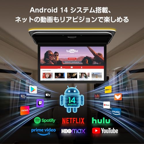 XTRONS フリップダウンモニター 19.5インチ Android リアモニター 1600*900 IPSスクリーン アンドロイド 4+64GB 薄型 車載モニター HDMI入力 スクリーンミラーリング スピーカー内蔵 ドア連動 USB 水平開閉170度 CM195AHの詳細・まとめ 画像