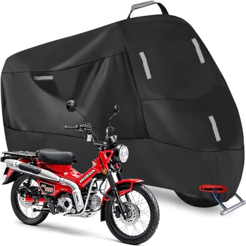 バイクカバー ホンダ ハンターカブ 専用 防風ベルト付き 防水 紫外線防止 防風 防埃 防雪 UVカット 丈夫 厚手 耐熱 盗難防止ロック穴 バイク用車体カバー ワンタッチバックル付き ロック穴付き 収納バッグ付き 1