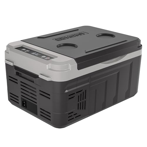 EUHOMY 車載冷蔵庫 ポータブル冷蔵庫 小型 10L 【-20℃~20℃ 急速冷凍】 コンパクト 10L 持ち運び 小型 3WAY電源対応 低電圧保護 車載家庭両用 キャンプ 車中泊 DC12V/24V AC100V コンプレッサー式 ブラックの外観・全体像 画像