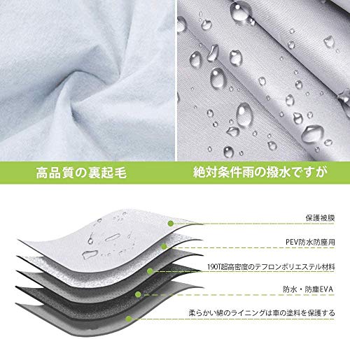 LINFEN ボディカバー 車カバー 車 5層構造 裏起毛タイプ 防水防塵防輻射紫外線 カーカバー 汎用 サイズ 黄砂 PM2.5 対策 (自動車3XL:490×190×150cm)の詳細・まとめ 画像