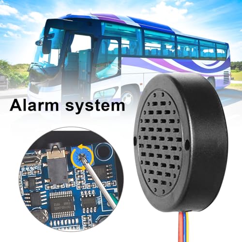 バックブザー、12V-24V カースタートボイス バックブザー, 4 チャンネル 調整可能な音声乗客リマインダー, ボタン トリガー 音声 スピーカー アラーム ホーン, 音声調整可能 自動車、オートバイ、電気自動車、フォークリフト、ショベル、バス用の特徴・詳細 画像